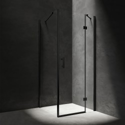 OMNIRES - MANHATTAN štvorcový sprchovací kút s krídlovými dverami, 90 x 90 cm čierna mat / transparent /BLMTR/ (MH9090BLTR)