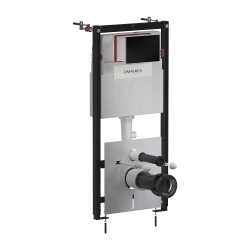 OMNIRES - Set: STRONGFRAME podomietkový rám + STEEL-R45 splachovacie tlačidlo, čierny polomat (STFWC1R45-RBL)