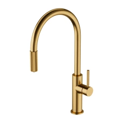 OMNIRES - SWITCH kuchynská batéria s vyberateľnou výtokovou armatúrou pre pripojenie filtračnej sady, brúsené zlato (SW9059GLB)