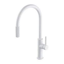 OMNIRES - SWITCH kuchynská batéria s vyťahovacou výtokovou trubicou a filtračnou sadou, biela mat (SW9059-FD1WM)