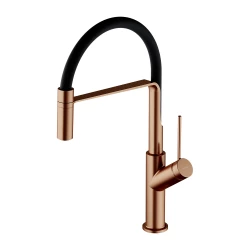 OMNIRES - VITA kuchynská batéria s výsuvnou hubicou, kartáčovaná meď/čierna matná, (VI6350BLCPB)