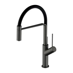 OMNIRES - VITA kuchynská batéria s výsuvnou hubicou, kartáčovaný grafit / čierna matná, (VI6350BLGR)