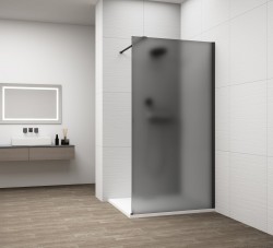 POLYSAN - ESCA BLACK MATT jednodielna sprchová zástena na inštaláciu k stene, dymové matné sklo, 700  (ES1470-02)