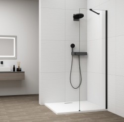 POLYSAN - ESCA BLACK MATT jednodielna sprchová zástena na inštaláciu k stene, sklo číre, 300  (ES1030-02)