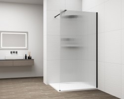 POLYSAN - ESCA BLACK MATT jednodielna sprchová zástena na inštaláciu k stene, sklo Flute, 800  (ES1380-02)