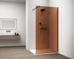 POLYSAN - ESCA BLACK MATT jednodielna sprchová zástena na inštaláciu k stene, sklo Marron, 900  (ES1590-02)