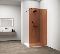 POLYSAN - ESCA COPPER MATT jednodielna sprchová zástena na inštaláciu k stene, sklo Marron, 700  (ES1570-09)