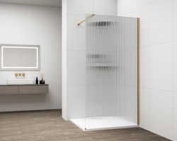 POLYSAN - ESCA GOLD MATT jednodielna sprchová zástena na inštaláciu k stene, sklo Flute, 700  (ES1370-04)