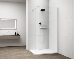 POLYSAN - ESCA WHITE MATT jednodielna sprchová zástena na inštaláciu k stene, číre sklo, 900  (ES1090-03)