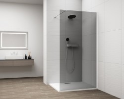 POLYSAN - ESCA WHITE MATT jednodielna sprchová zástena na inštaláciu k stene, dymové sklo, 800  (ES1280-03)
