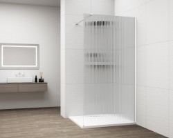 POLYSAN - ESCA WHITE MATT jednodielna sprchová zástena na inštaláciu k stene, sklo Flute, 800  (ES1380-03)