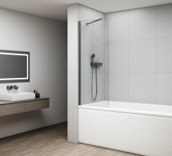 POLYSAN - FISA vaňová zástena 600x1500, gun metal, číre sklo (FS1062-GM)