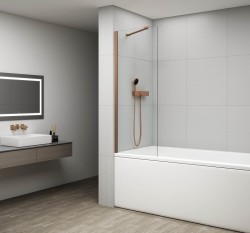 POLYSAN - FISA vaňová zástena 600x1500, meď mat, číre sklo (FS1062-PG)