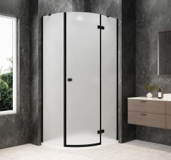 POLYSAN - GLOBE BLACK štvrťkruhová sprchová zástena 1000x800, matné sklo, pravé (GB2180MRB)