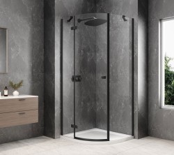 POLYSAN - GLOBE BLACK štvrťkruhová sprchová zástena 800x800, číre sklo, ľavá (GB2680LB)