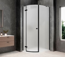 POLYSAN - GLOBE BLACK štvrťkruhová sprchová zástena 800x900, matné sklo, ľavá (GB2890MLB)
