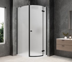 POLYSAN - GLOBE BLACK štvrťkruhová sprchová zástena 800x900, matné sklo, pravé (GB2890MRB)