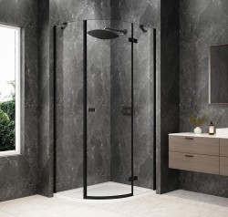 POLYSAN - GLOBE BLACK štvrťkruhová sprchová zástena 900x800, číre sklo, pravé (GB2980RB)