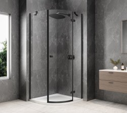 POLYSAN - GLOBE BLACK štvrťkruhová sprchová zástena 900x900, číre sklo, pravé (GB2690RB)