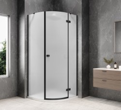 POLYSAN - GLOBE BLACK štvrťkruhová sprchová zástena 900x900, matné sklo, pravé (GB2690MRB)