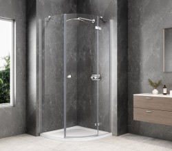 POLYSAN - GLOBE CHROME štvrťkruhová sprchová zástena 800x800, číre sklo, pravé (GB2680RC)