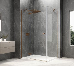 POLYSAN - GLOBE COPPER MATT obdĺžniková sprchová zástena 900x800, číre sklo, ľavá (GB1090-3215LPG)