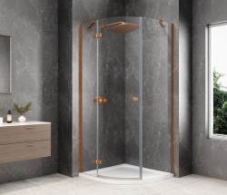 POLYSAN - GLOBE COPPER MATT štvrťkruhová sprchová zástena 800x800, číre sklo, ľavá (GB2680LPG)