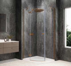 POLYSAN - GLOBE COPPER MATT štvrťkruhová sprchová zástena 900x800, číre sklo, ľavá (GB2980LPG)