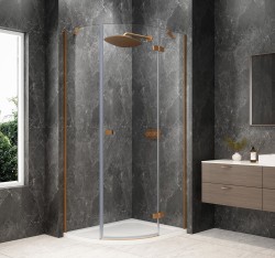 POLYSAN - GLOBE COPPER MATT štvrťkruhová sprchová zástena 900x800, číre sklo, pravé (GB2980RPG)