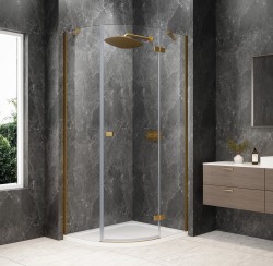 POLYSAN - GLOBE GOLD MATT štvrťkruhová sprchová zástena 1000x900, číre sklo, pravé (GB2190RG)