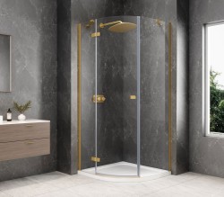 POLYSAN - GLOBE GOLD MATT štvrťkruhová sprchová zástena 900x900, číre sklo, ľavá (GB2690LG)