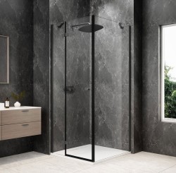 POLYSAN - GLOBE GUN METAL štvorcová sprchová zástena 800x800, číre sklo, ľavá (GB1080-3215LGM)