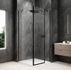 POLYSAN - GLOBE GUN METAL štvorcová sprchová zástena 800x800, číre sklo, pravé (GB1080-3215RGM)