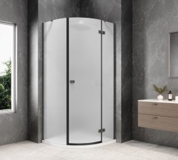 POLYSAN - GLOBE GUN METAL štvrťkruhová sprchová zástena 800x800, matné sklo, pravé (GB2680MRGM)