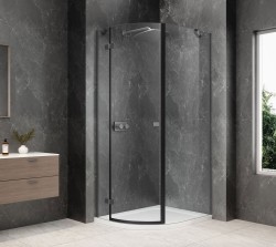 POLYSAN - GLOBE GUN METAL štvrťkruhová sprchová zástena 800x900, číre sklo, ľavá (GB2890LGM)