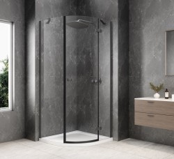 POLYSAN - GLOBE GUN METAL štvrťkruhová sprchová zástena 900x900, číre sklo, pravé (GB2690RGM)