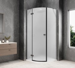 POLYSAN - GLOBE GUN METAL štvrťkruhová sprchová zástena 900x900, matné sklo, ľavá (GB2690MLGM)