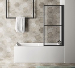 POLYSAN - KAGERA vaňová zástena s pneumatickým zdvihom, š.710, čierna matná, číre sklo (30336B)