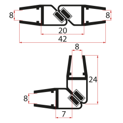 POLYSAN - Magneticé tesnení ploché 45°, sklo 8/8, čierna (MAG01B-8)