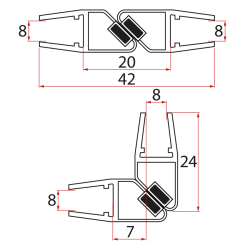POLYSAN - Magneticé tesnení ploché 45°, sklo 8/8 (MAG01-8)