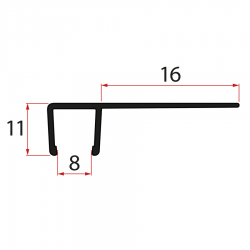 POLYSAN - Set zvislých tesnení pre 8/8 sklo, 2000, čierna (NDALB02)