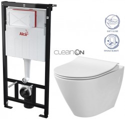 Předstěnový instalační systém bez tlačítka + WC CERSANIT CLEANON CITY (AM101/1120 X CI1)