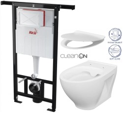 Předstěnový instalační systém bez tlačítka + WC CERSANIT CLEANON MODUO + SEDÁTKO (AM102/1120 X MO1)