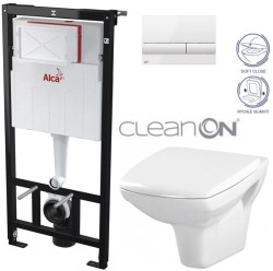 Předstěnový instalační systém s bílým tlačítkem M1710 + WC CERSANIT CLEANON CARINA + SEDÁTKO (AM101/1120 M1710 CA2)