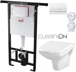 Předstěnový instalační systém s bílým tlačítkem M1710 + WC CERSANIT CLEANON CARINA + SEDÁTKO (AM102/1120 M1710 CA2)