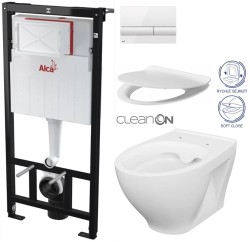 Předstěnový instalační systém s bílým tlačítkem M1710 + WC CERSANIT CLEANON MODUO + SEDÁTKO (AM101/1120 M1710 MO1)