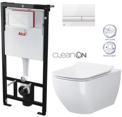 Předstěnový instalační systém s bílým tlačítkem M1710 + WC CERSANIT CLEANON VIRGO + SEDÁTKO (AM101/1120 M1710 ME1)