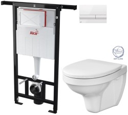 Předstěnový instalační systém s bílým tlačítkem M1710 + WC CERSANIT DELFI + SOFT SEDÁTKO (AM102/1120 M1710 DE2)