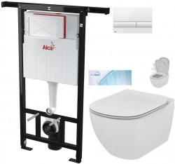 Předstěnový instalační systém s bílým tlačítkem M1710 + WC Ideal Standard Tesi se sedátkem SoftClose, AquaBlade  (AM102/1120 M1710 TE1)