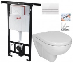 Předstěnový instalační systém s bílým tlačítkem M1710 + WC JIKA LYRA PLUS + SEDÁTKO DURAPLAST SLOWCLOSE (AM102/1120 M1710 LY5)
